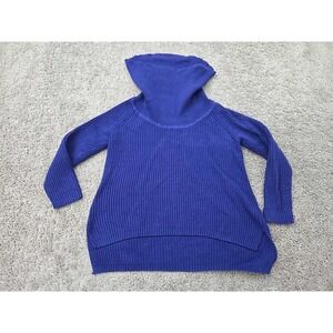 Chico's Sweater Womens 1 Blue Long Sleeve Cowl Neck 5% Rabbit‎ Hair Ribbed Knit